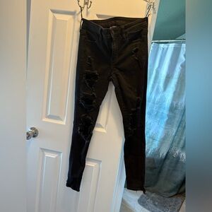 American Eagle Outfitters Black Distressed Skinny Jeans